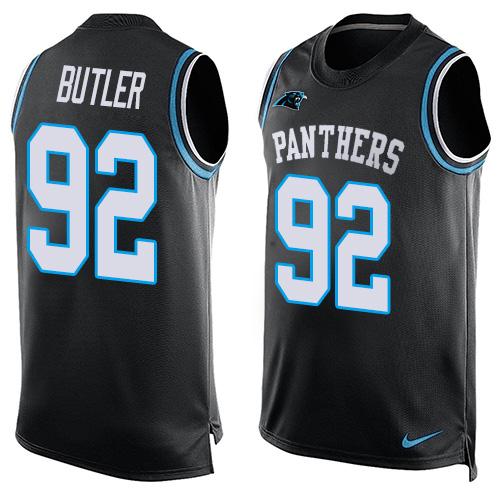 Nike Panthers #92 Vernon Butler Black Team Color Men's Stitched NFL Limited Tank Top Jersey